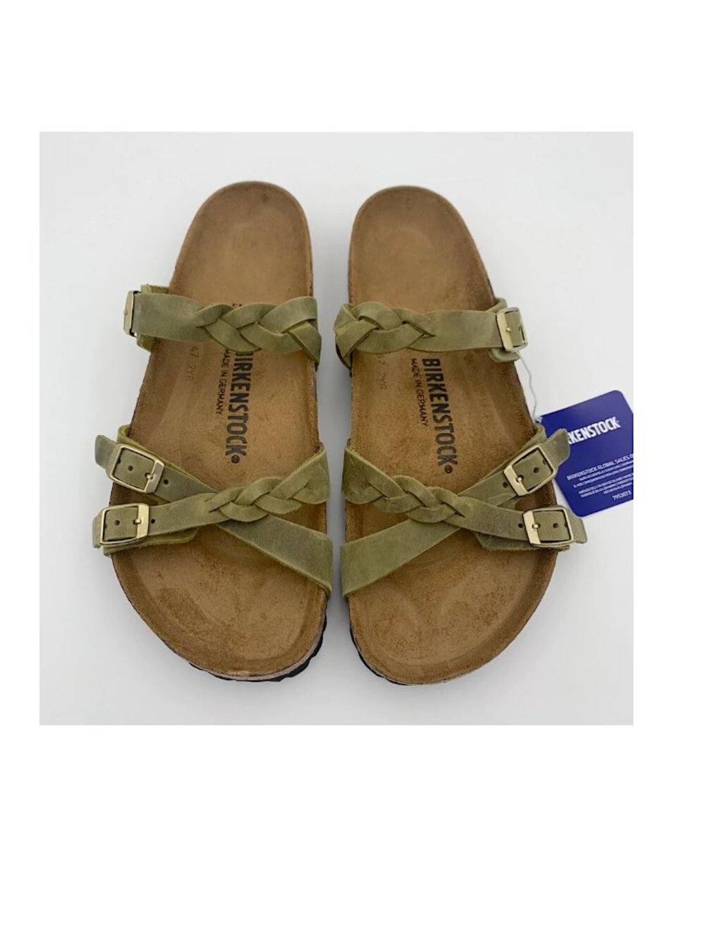 Birkenstock Franca Braided Oiled Leather in Olive Size EU 39 US 8-8.5 US   NEW
